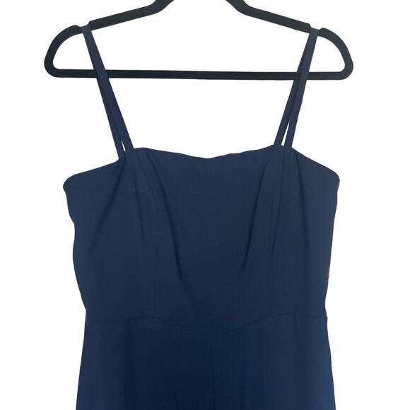 Dessy Collection Alana Spaghetti Strap Crepe Jumpsuit Midnight Navy Size 10 - Picture 5 of 10